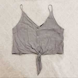 Lavender Tie Front Buttoned Tank Top